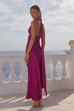 Load image into Gallery viewer, Sylvie Plunge V-Neck Maxi Dress - Plum
