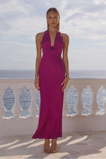 Load image into Gallery viewer, Sylvie Plunge V-Neck Maxi Dress - Plum
