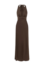 Load image into Gallery viewer, Sylvie Plunge V-Neck Maxi Dress - Bitter Chocolate
