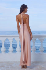 Load image into Gallery viewer, Sylvie Plunge V-Neck Maxi Dress - Peach
