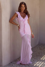 Load image into Gallery viewer, Blythe V-Neck Frill Maxi Dress - Musk
