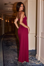 Load image into Gallery viewer, Elexa Ruched Maxi Dress - Plum
