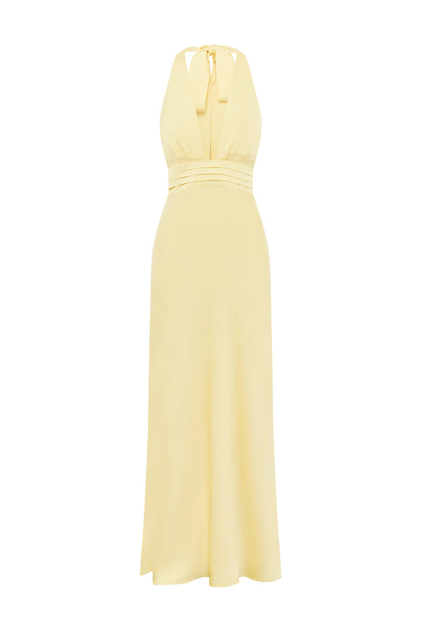 Sylvie Plunge V-Neck Maxi Dress - Buttermilk