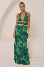 Load image into Gallery viewer, Xylia Halter Low Plunge Maxi Dress - Calista Green
