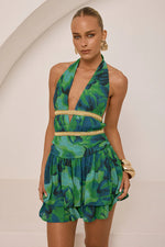 Load image into Gallery viewer, Xylia Halter Low Plunge Mini Dress - Calista Green
