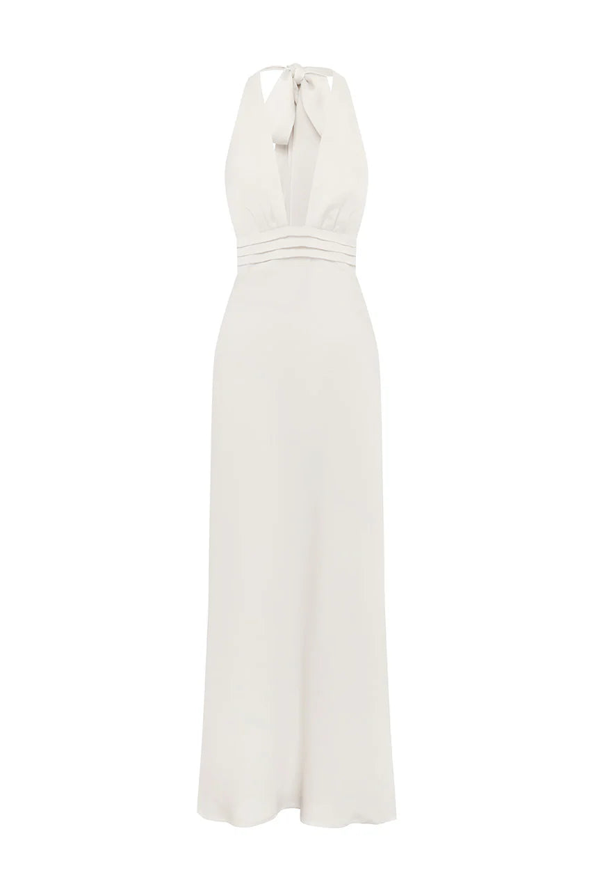 Sylvie Plunge V-Neck Maxi Dress - Pearl