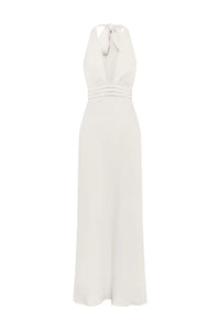 Sylvie Plunge V-Neck Maxi Dress - Pearl