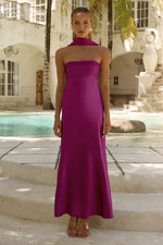 Load image into Gallery viewer, Elsa Strapless Scarf Maxi Dress - Plum
