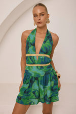 Load image into Gallery viewer, Xylia Halter Low Plunge Mini Dress - Calista Green
