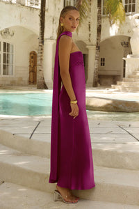 Elsa Strapless Scarf Maxi Dress - Plum