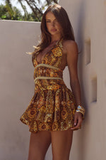 Load image into Gallery viewer, Xylia Halter Low Plunge Mini Dress - Magnolia Mango
