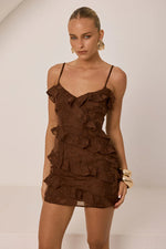 Load image into Gallery viewer, Aisha Mini Dress - Chocolate
