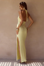 Load image into Gallery viewer, Lilabelle Halter Knit Maxi Dress - Lemon
