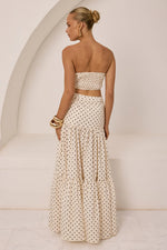 Load image into Gallery viewer, Ayla Tiered Maxi Skirt - Cream/Black Polka
