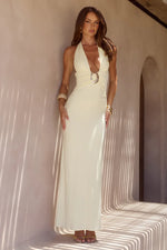 Load image into Gallery viewer, Arina Halter V-Neck Maxi Dress - Lemon
