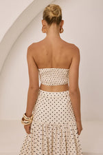 Load image into Gallery viewer, Ayla Strapless Top - Cream/Black Polka
