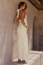 Load image into Gallery viewer, Arina Halter V-Neck Maxi Dress - Lemon

