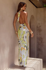 Load image into Gallery viewer, Lexie Low Plunge Halter Maxi Dress - Pelicano Multi
