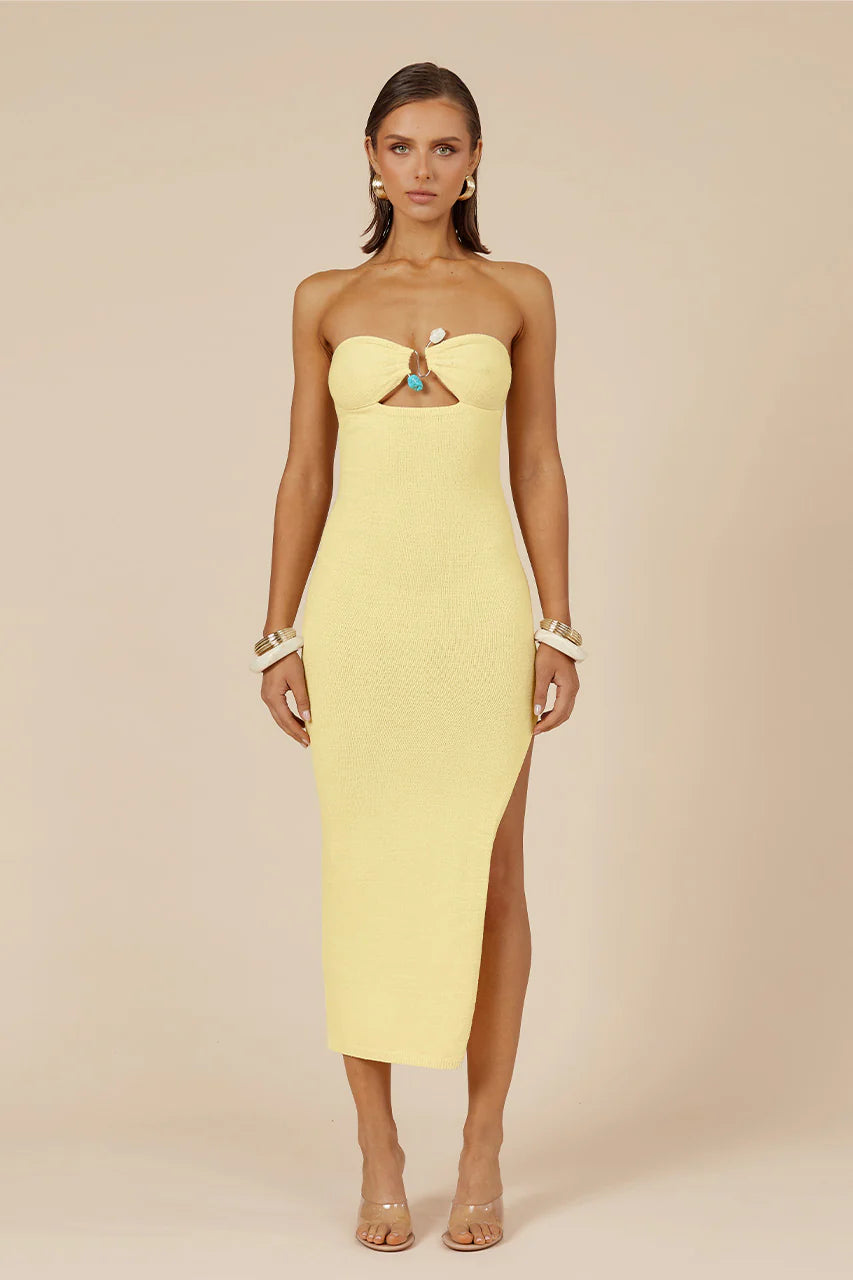 Luna Midi Dress - Lemon