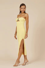 Load image into Gallery viewer, Luna Midi Dress - Lemon
