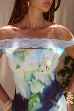Load image into Gallery viewer, Zuri Off Shoulder Mini Dress - Waterlily Blue
