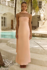 Load image into Gallery viewer, Elsa Strapless Scarf Maxi Dress - Peach
