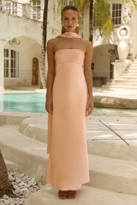 Elsa Strapless Scarf Maxi Dress - Peach