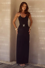 Load image into Gallery viewer, Nina Ruched Halter Maxi Dress - Black
