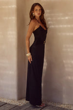 Load image into Gallery viewer, Nina Ruched Halter Maxi Dress - Black
