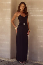 Load image into Gallery viewer, Nina Ruched Halter Maxi Dress - Black
