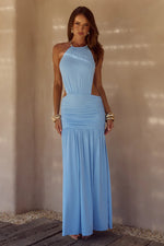 Load image into Gallery viewer, Imelda High Neck Maxi Dress - Sky Blue
