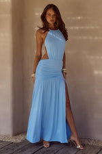 Load image into Gallery viewer, Imelda High Neck Maxi Dress - Sky Blue
