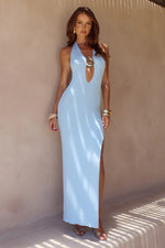 Load image into Gallery viewer, Lilabelle Halter Knit Maxi Dress - Sky Blue
