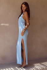 Load image into Gallery viewer, Lilabelle Halter Knit Maxi Dress - Sky Blue
