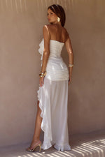 Load image into Gallery viewer, Andee Strapless Ruffle Maxi Dress - White
