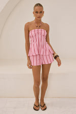 Load image into Gallery viewer, Drea Halter Ruched Top - Katalia Bright Pink
