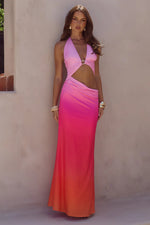 Load image into Gallery viewer, Lumia Halter Maxi Dress - Tropicale Ombre
