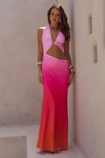 Load image into Gallery viewer, Lumia Halter Maxi Dress - Tropicale Ombre
