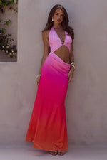 Load image into Gallery viewer, Lumia Halter Maxi Dress - Tropicale Ombre

