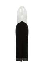 Load image into Gallery viewer, Tenaya Plunge V-Neck Maxi Dress - Black/White
