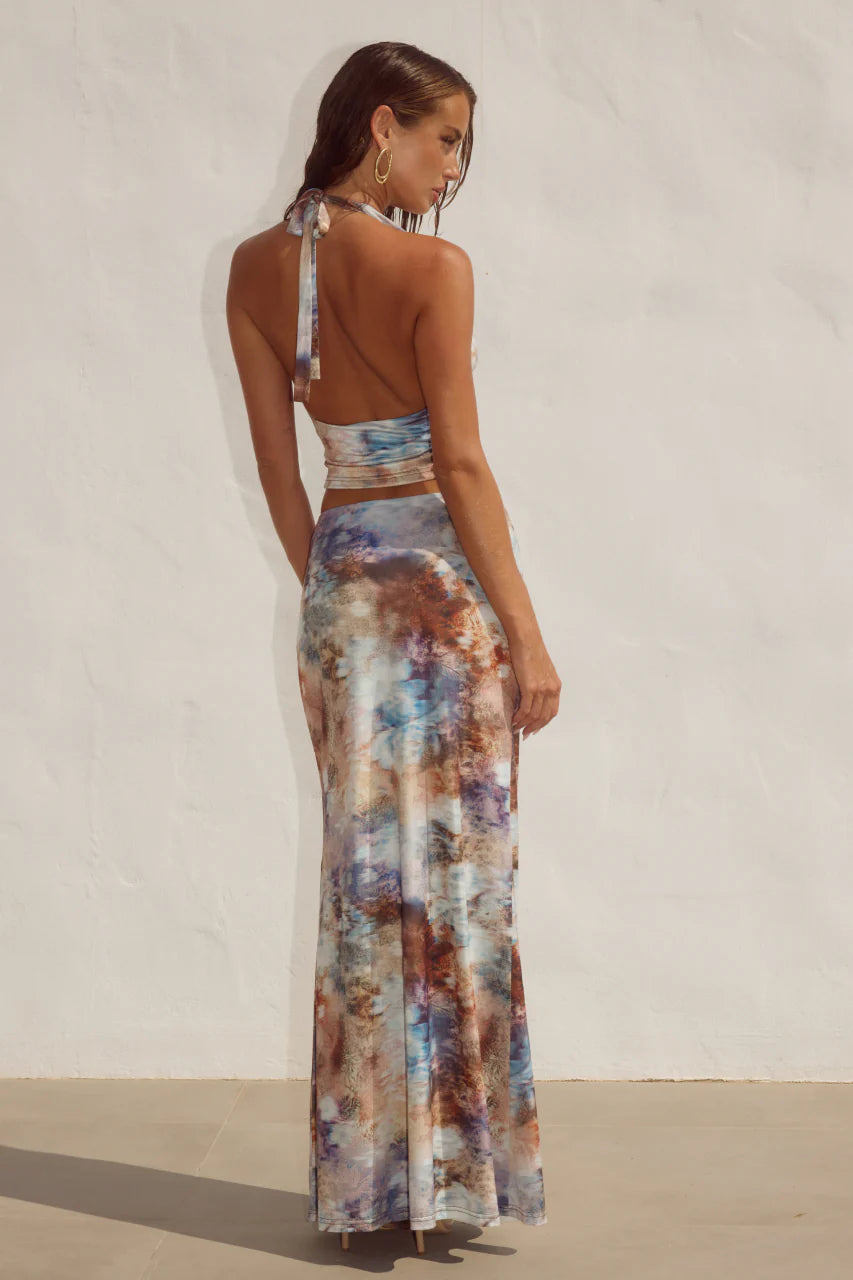 Lotus Low Waist Maxi Skirt - Zarla Choc