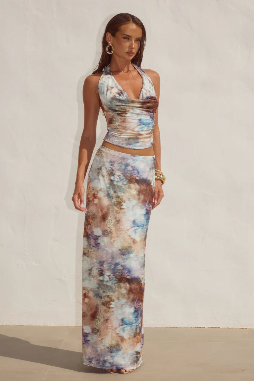 Lotus Low Waist Maxi Skirt - Zarla Choc