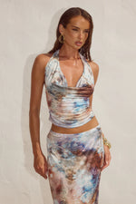 Load image into Gallery viewer, Lotus Cowl Halter Top - Zarla Choc
