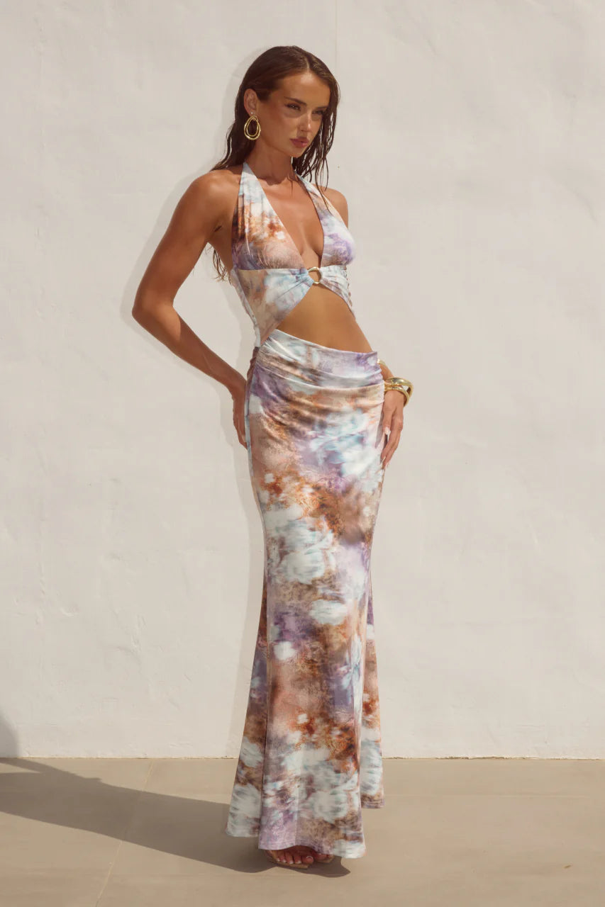 Lumia Halter Cutout Maxi Dress - Zarla Choc