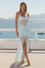Load image into Gallery viewer, Annika Halter Lace Maxi Dress - Ice Blue
