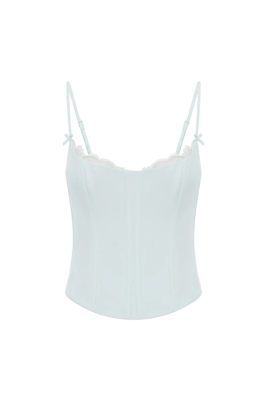Valerie Lace Trim Bustier - Ice Blue