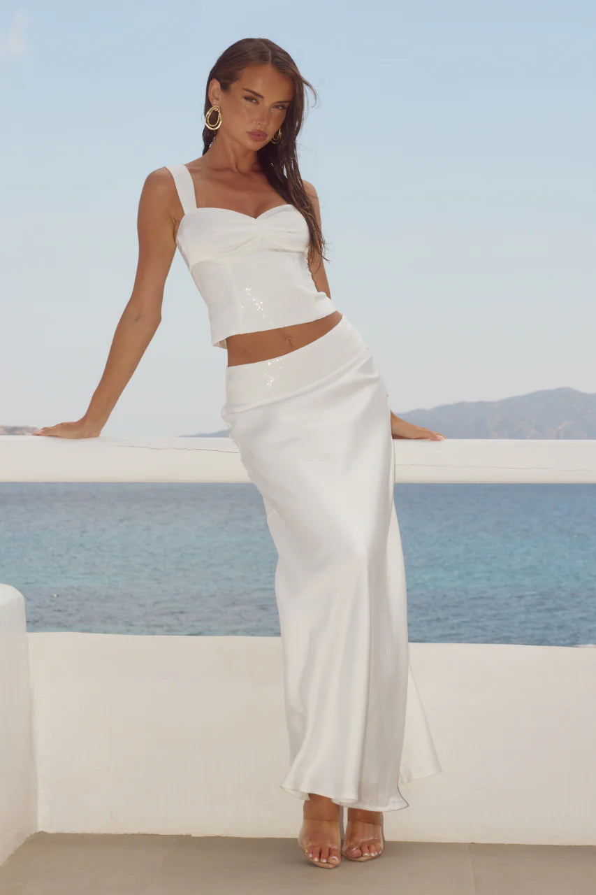 Medina Low Waist Maxi Skirt - Off White