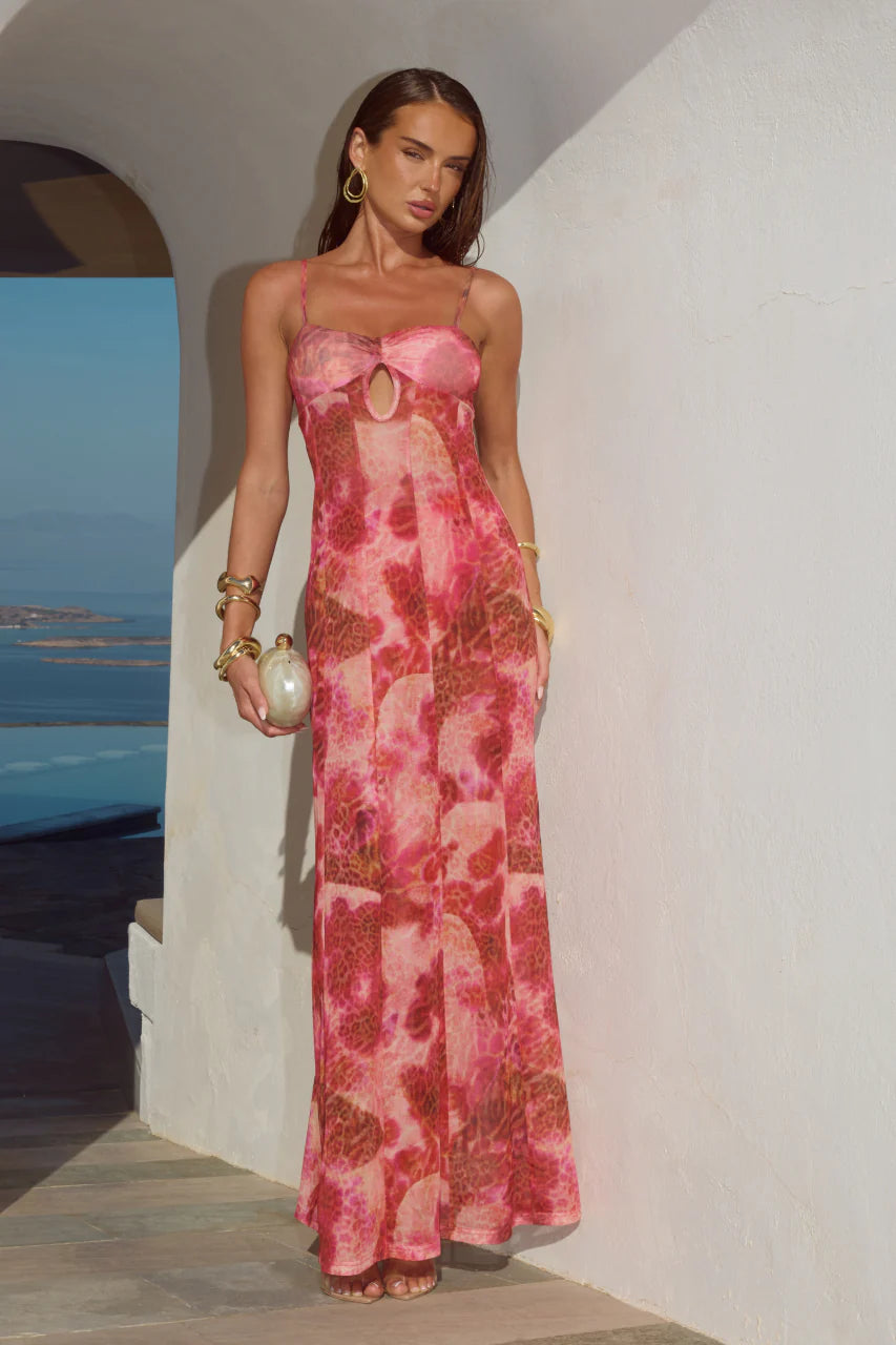 Tisha Sheer Maxi Dress - Moana Pink