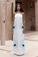 Load image into Gallery viewer, Western Maxi Dress - White/Blue
