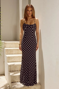 Monet Maxi Dress - Black Polka